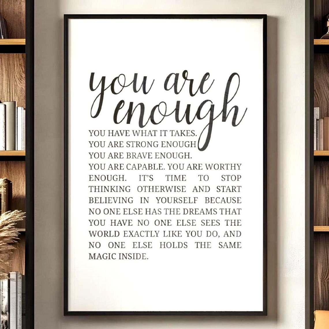You Are Enough Inspirational Quote Bedroom Affirmation Wall Poster