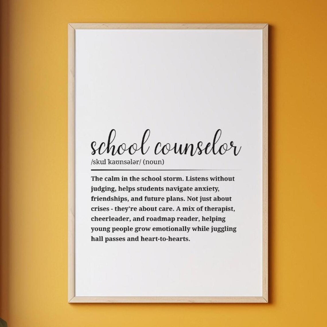 School Counselor Dictionary Definition Appreciation Gift Wall Art