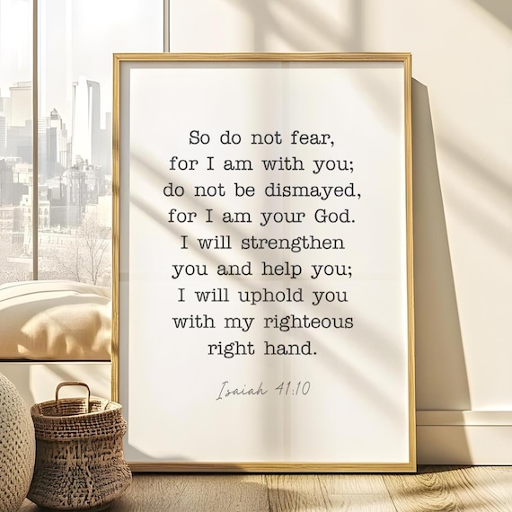 Isaiah 4110 Wall Art Christian Decor Scripture Print Bible Verse