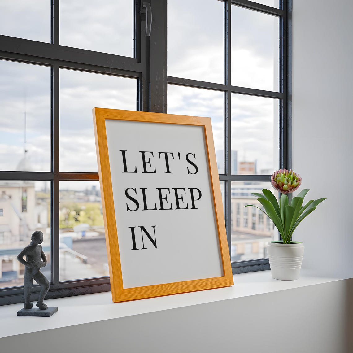 Let's Sleep In Bold Serif Typography Cozy Bedroom Quote Poster - Image 2