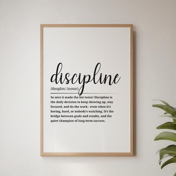 Discipline Definition Twice Fun Motivational Success Wall Art