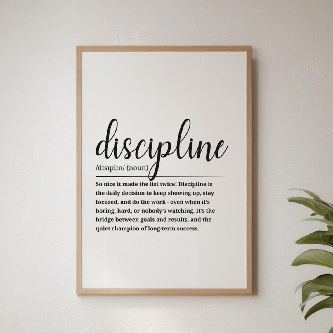 Discipline Definition Twice Fun Motivational Success Wall Art