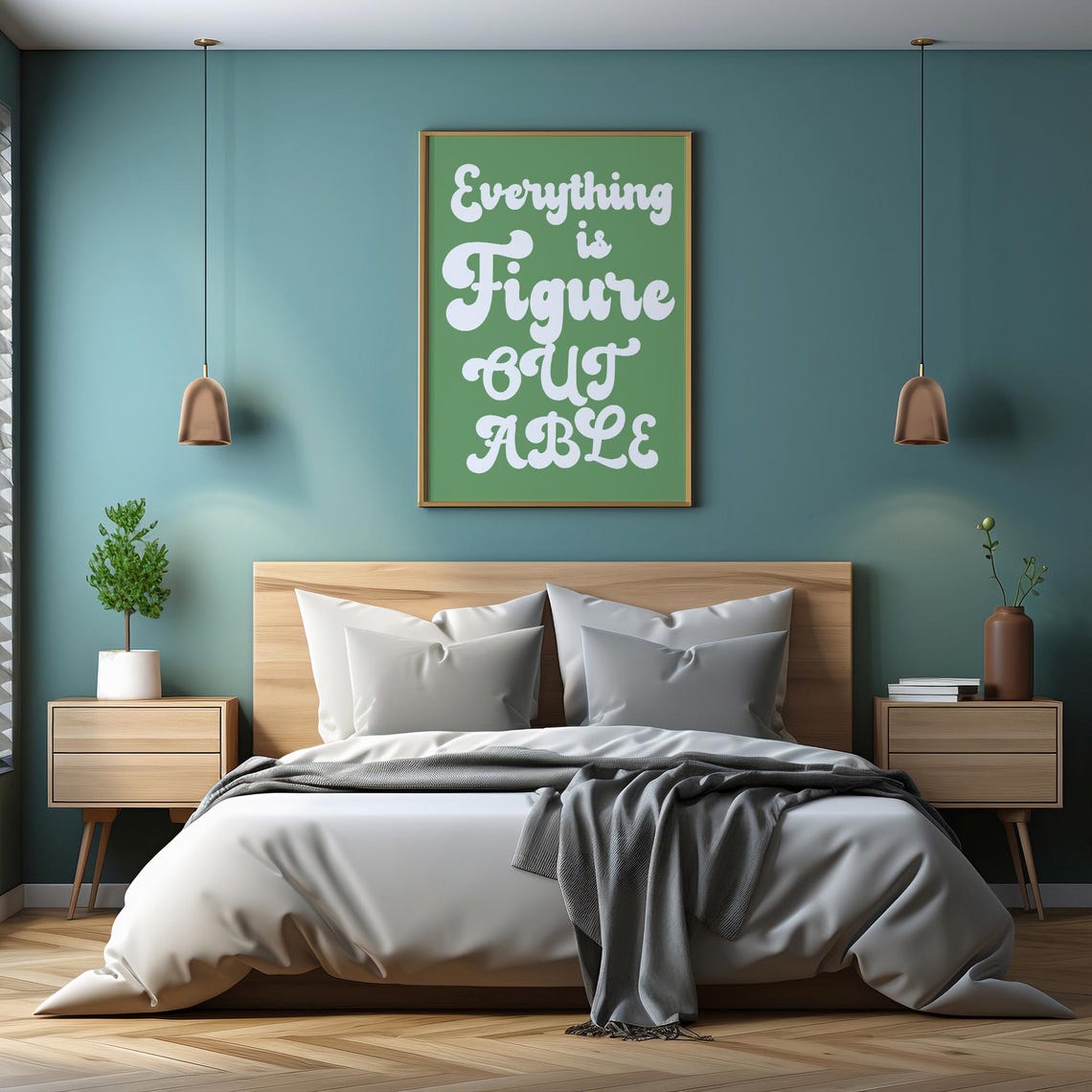 Everything Is Figureoutable White Groovy Green Motivational Poster - Image 4