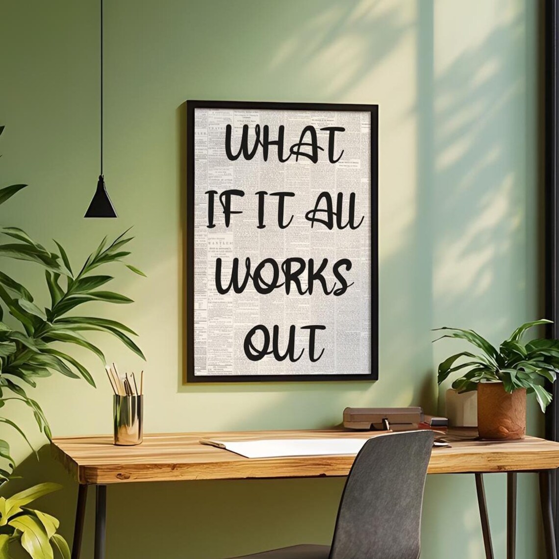 What If It All Works Out Vintage Newspaper Script Collage Poster - Image 3
