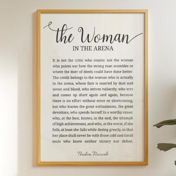 The Woman In Arena Wall Art Daring Greatly Decor Theodore Roosevelt Print Girl Power