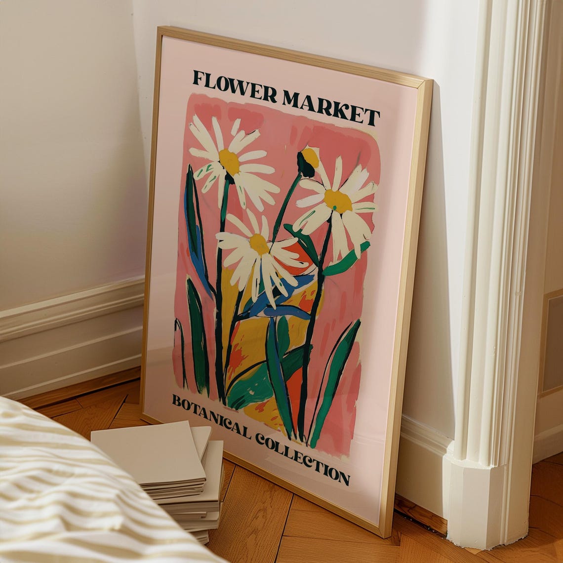Pink Flower Market Daisy Botanical Collection Vintage Style Poster - Image 3