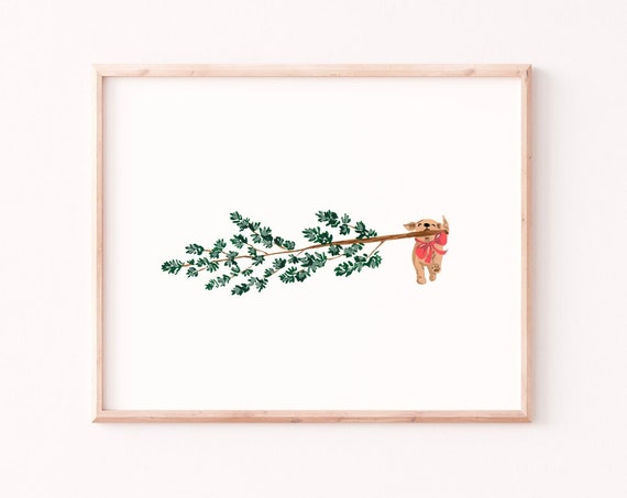 Furry Helper II Holiday Christmas Art Print