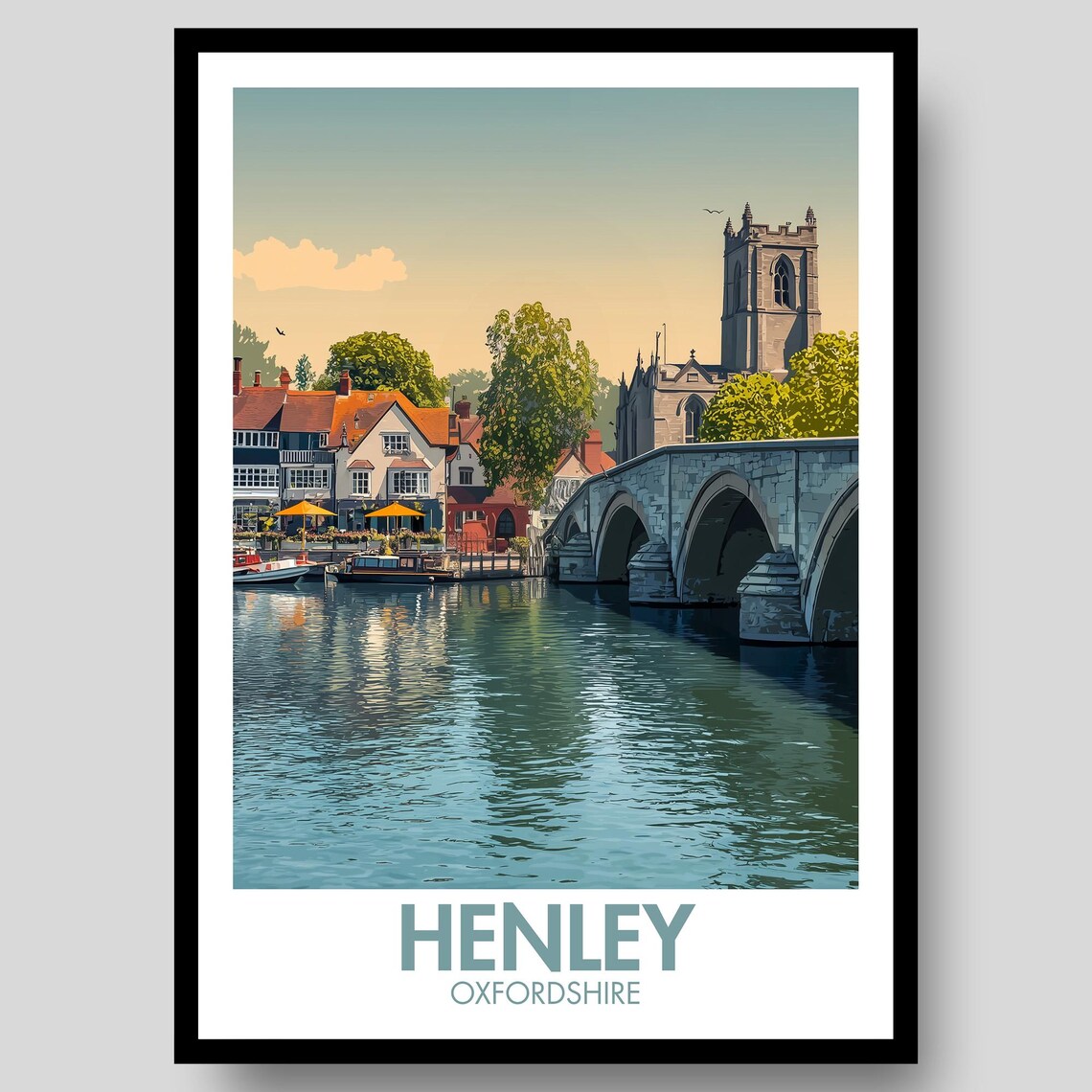 Henley On Thames Oxfordshire Vintage Travel Bridge Riverside Poster