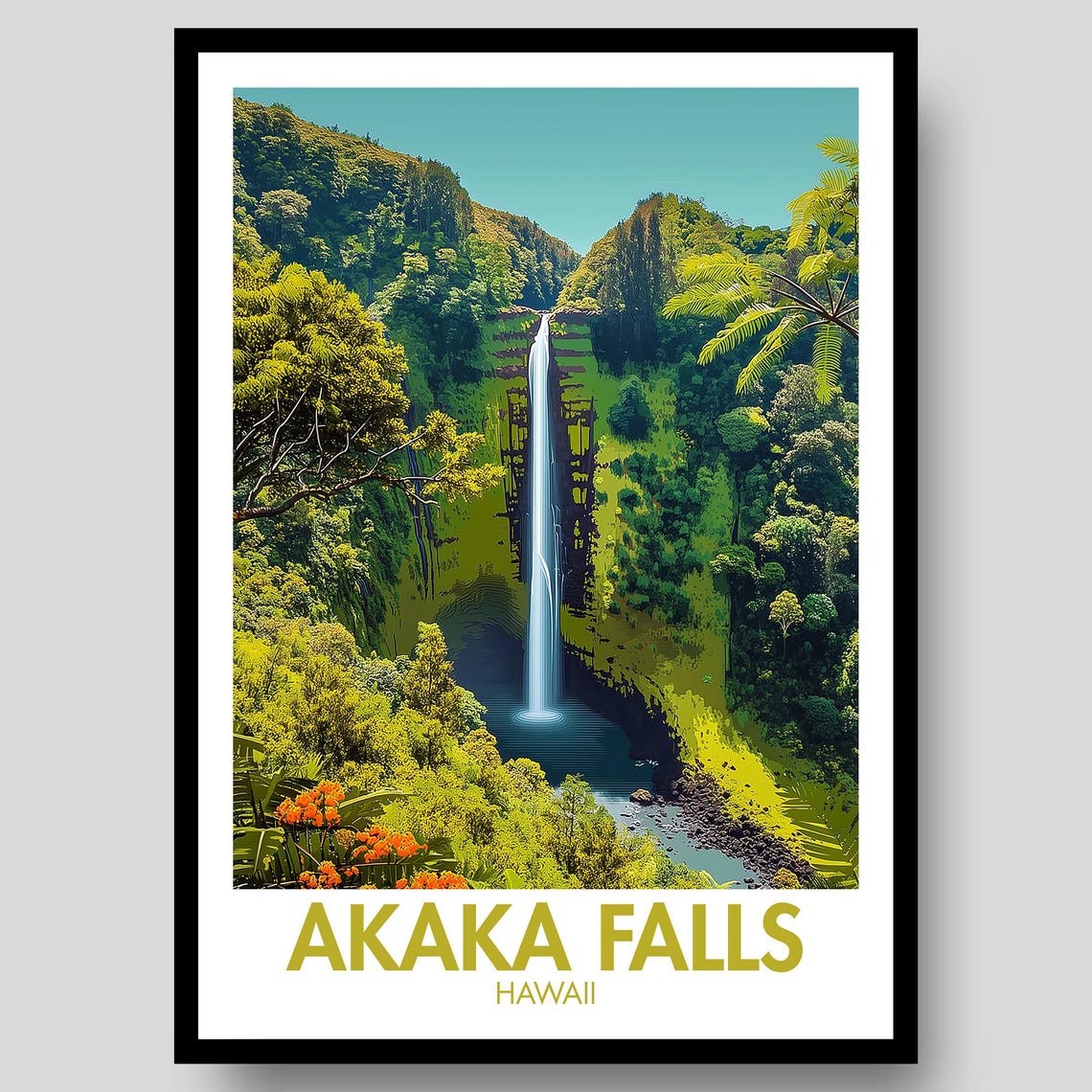 Akaka Falls Hawaii Travel Poster