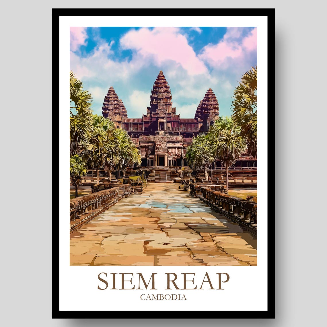Siem Reap Angkor Wat Causeway Cambodia Temple Walkway Poster