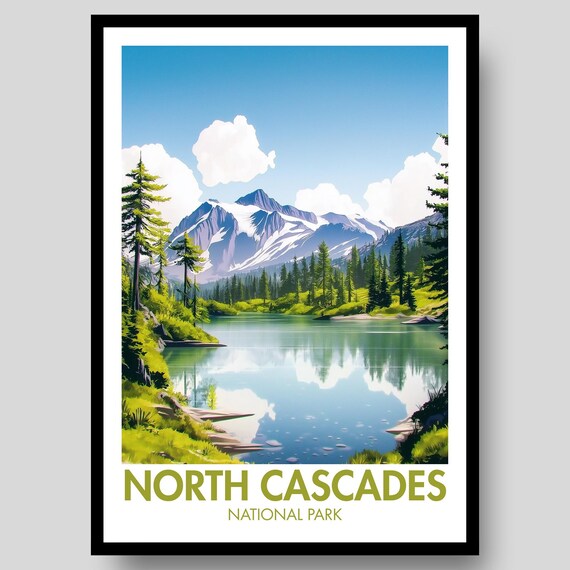 North Cascades National Park Snowy Peak Lake Reflection Poster
