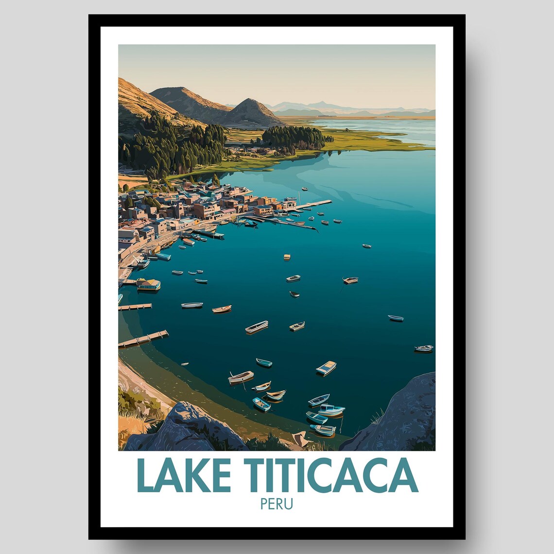 Lake Titicaca Poster, Peru Wall Art Print