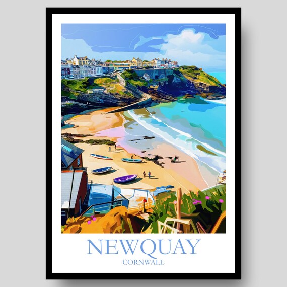 Newquay Poster Cornish Gift Cornwall Print Wall Art Surfing