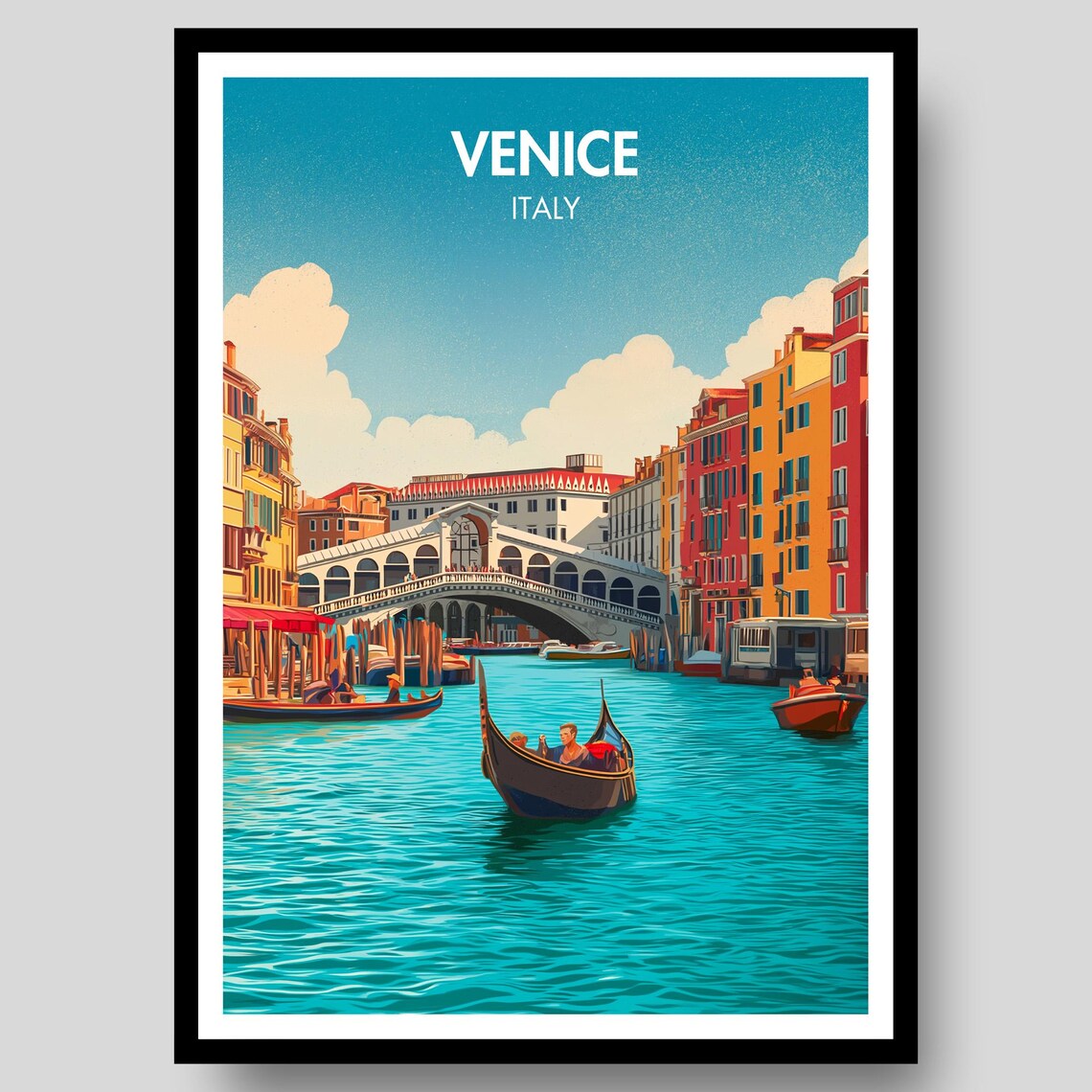 Venice Poster Italy Travel Poster, Canal Art