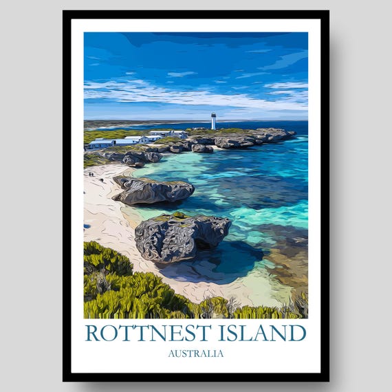 Rottnest Island Poster Australia Western Beach Ocean Canvas Wall Art Set