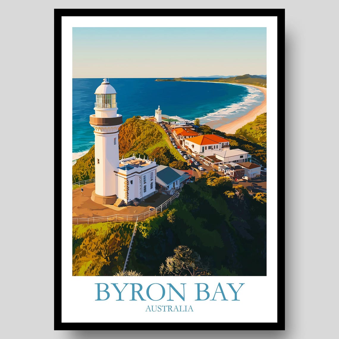 Byron Bay Poster Australia Lighthouse Wall Art Surf Print