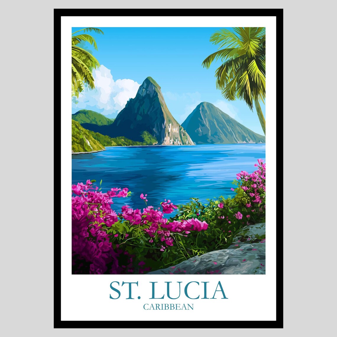 St Lucia Poster Saint Caribbean Art Island Travel