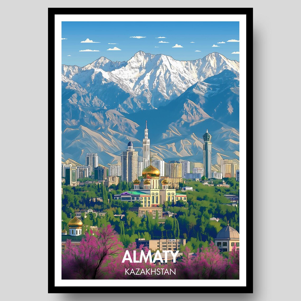 Almaty Travel Poster, Kazakhstan Wall Art