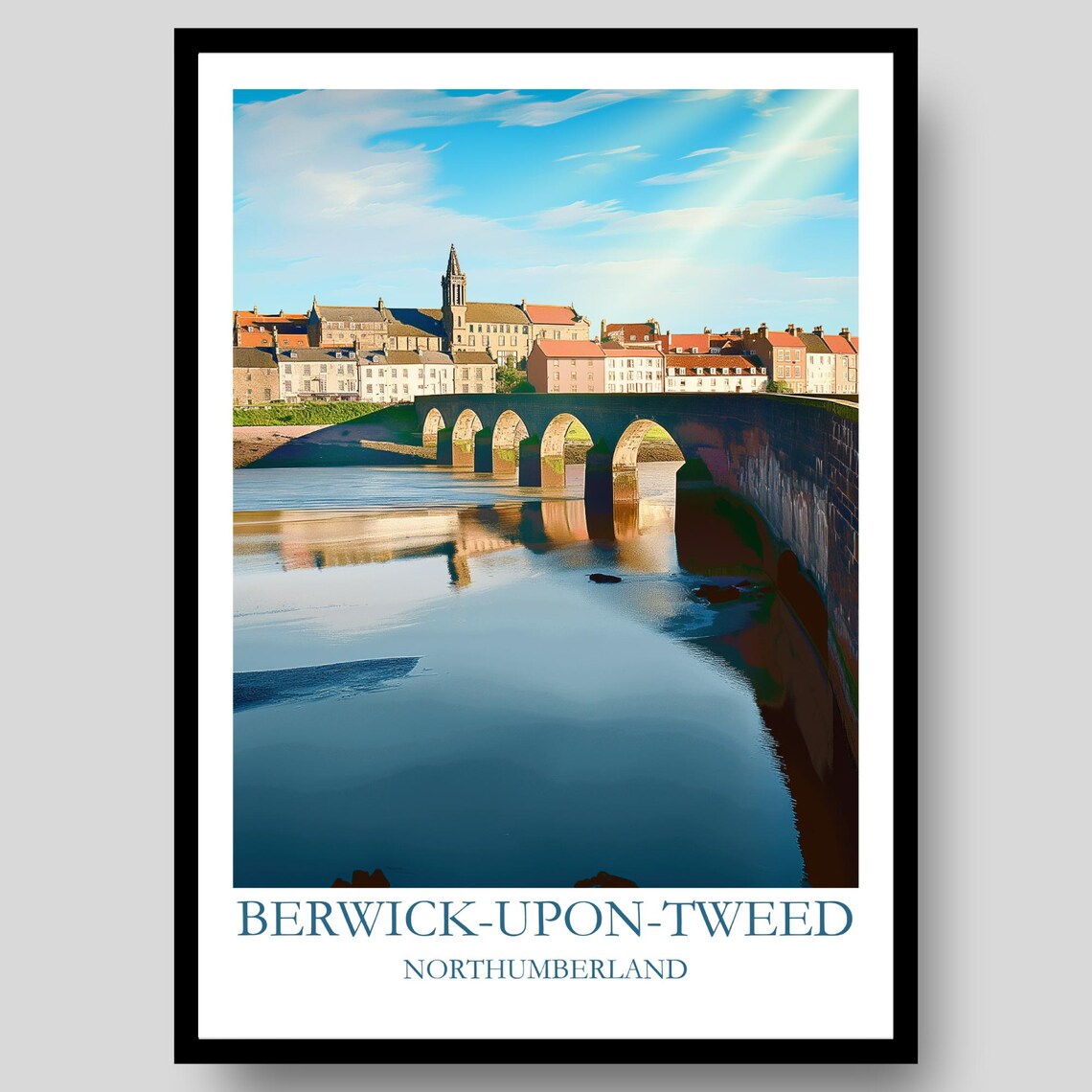 Berwick Upon Tweed Northumberland River Bridge Travel Art Poster
