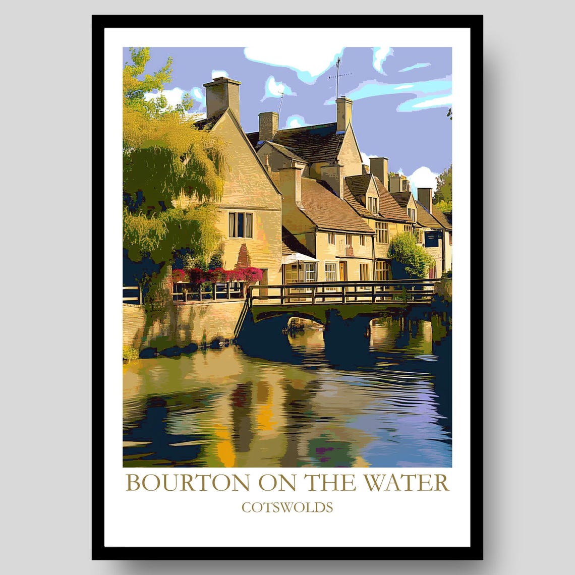 Bourton on the Water Cotswolds Bridge River Stone Cottages Poster