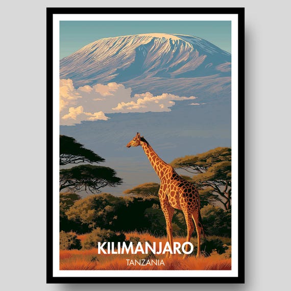 Mount Kilimanjaro Poster Wall Art Tanzania Gifts