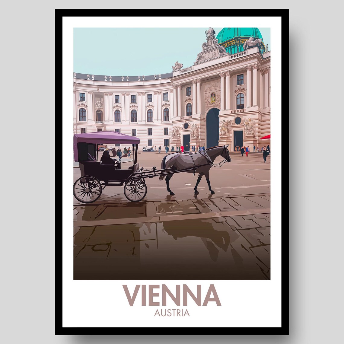 Vienna Austria Hofburg Palace Horse Carriage Vintage Travel Poster