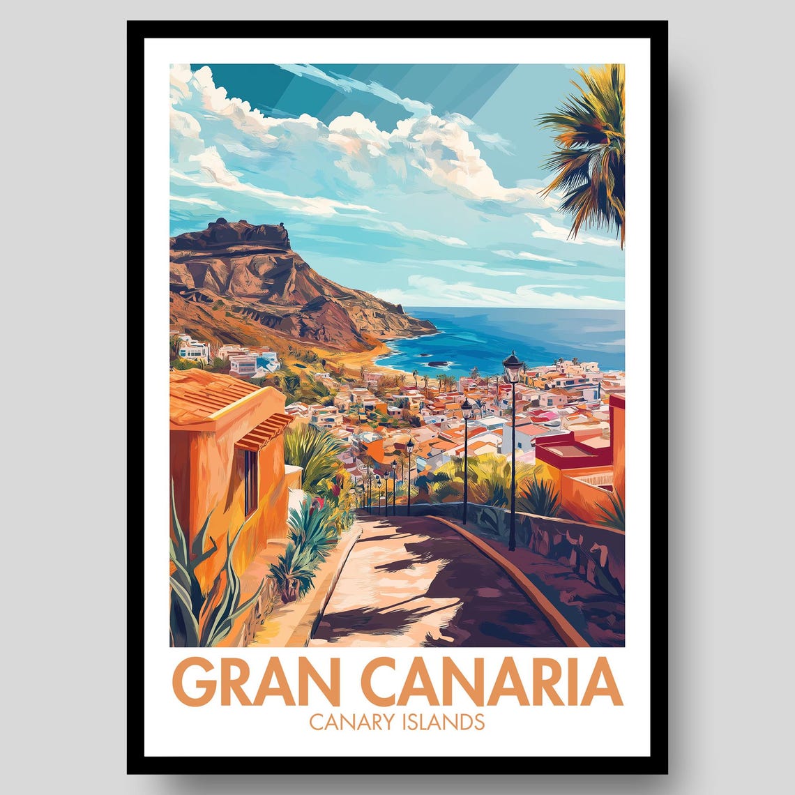 Gran Canaria Canary Islands Hillside Beach Resort Coast Poster