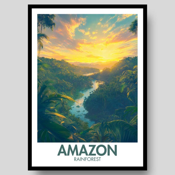 Amazon Rainforest Poster Wall Art South America Brazil Venezuela Peru