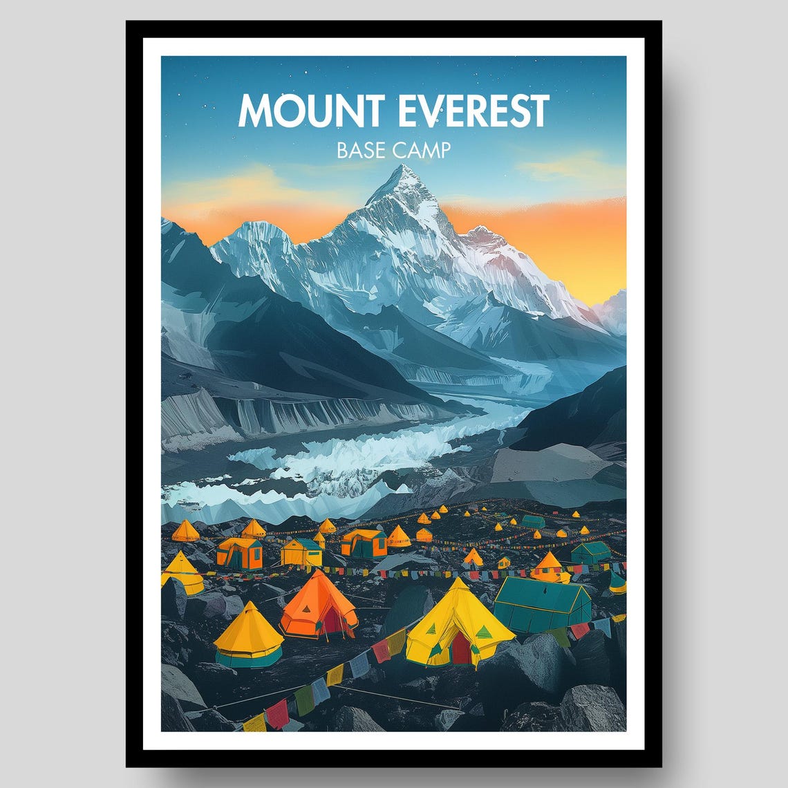 Mount Everest Base Camp Summit Glacier Expedition Travel Poster