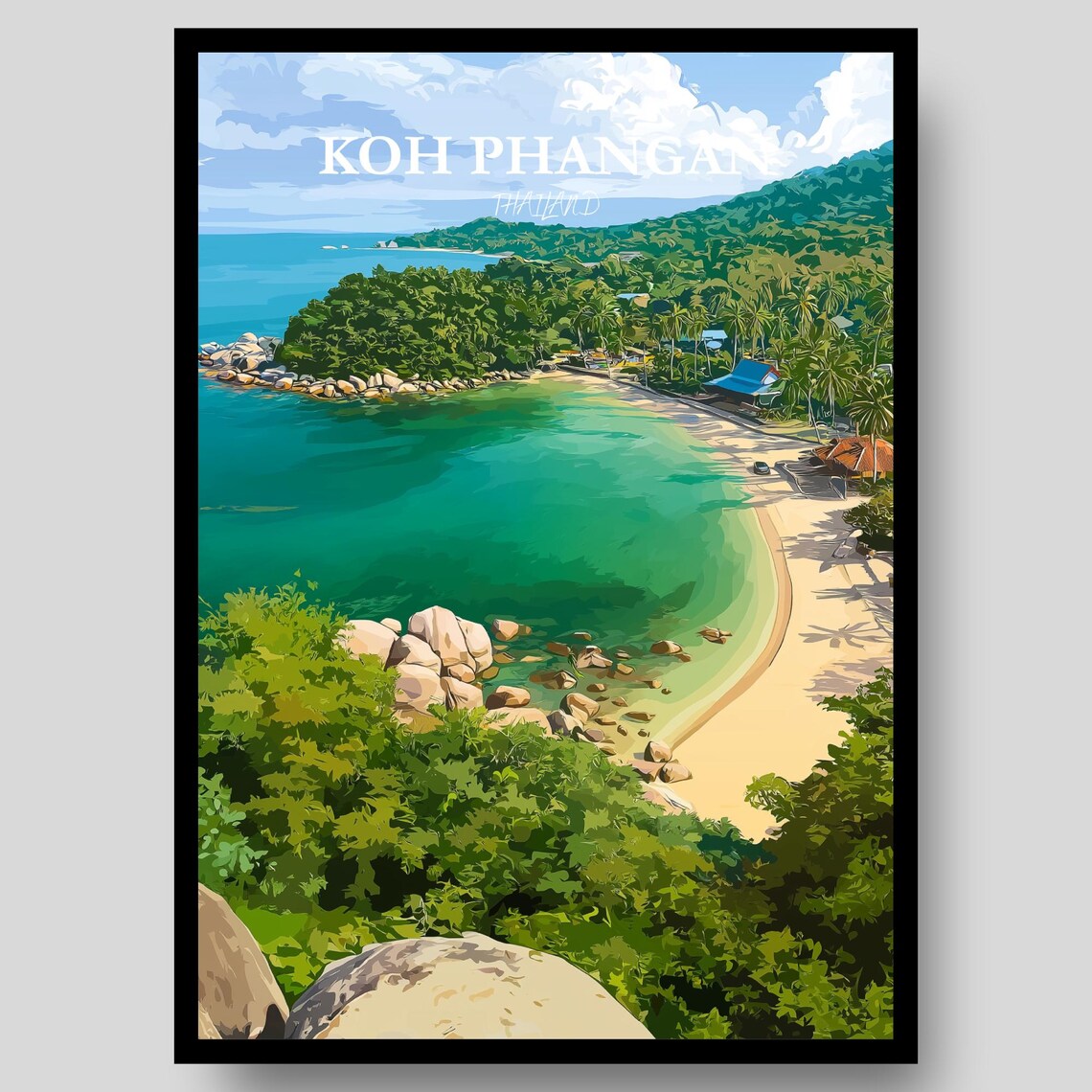 Koh Phangan Travel Poster, Thailand Art Print