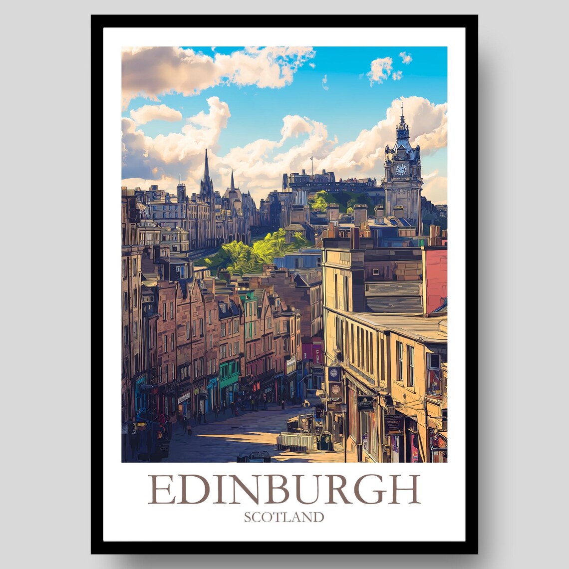 Edinburgh Scotland Royal Mile Castle View Border Travel Art Poster