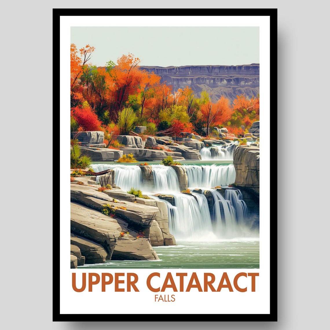 Upper Cataract Falls Indiana Autumn Waterfall Landscape Poster