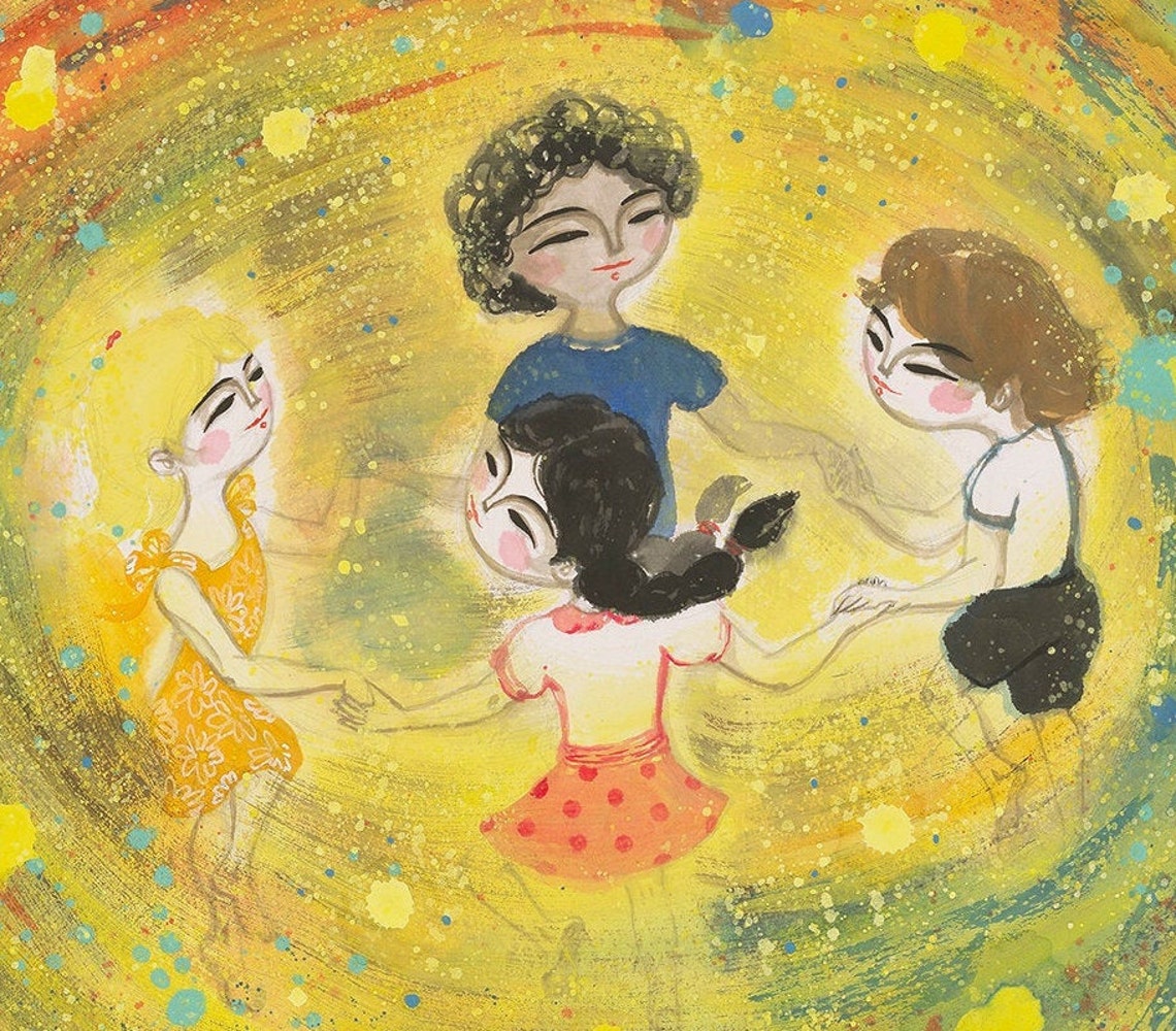 Kids Dance Art Print Happy Kids Painting Print Painting Print Chinese Painting Print Home Wall Decor Kids Room Art Wall Art - Image 4