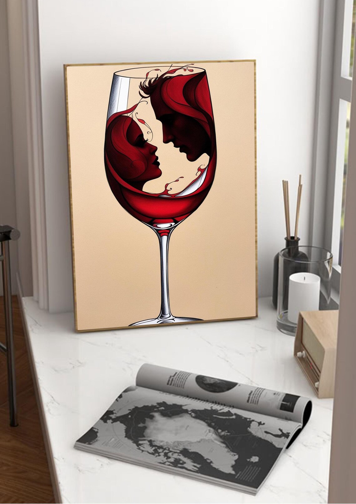 Romantic Wine Lovers, Couples Gift Bedroom Decor - Image 3