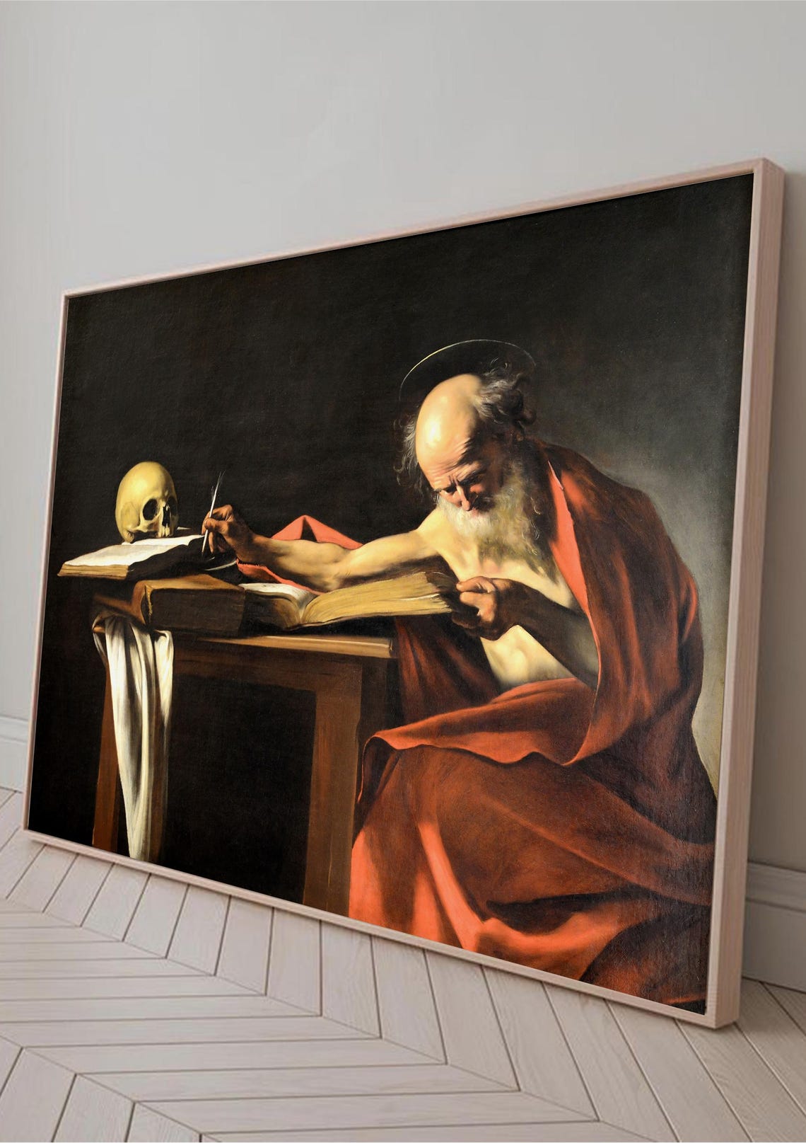 Caravaggio Saint Jerome Writing, Vintage Art Print - Image 4