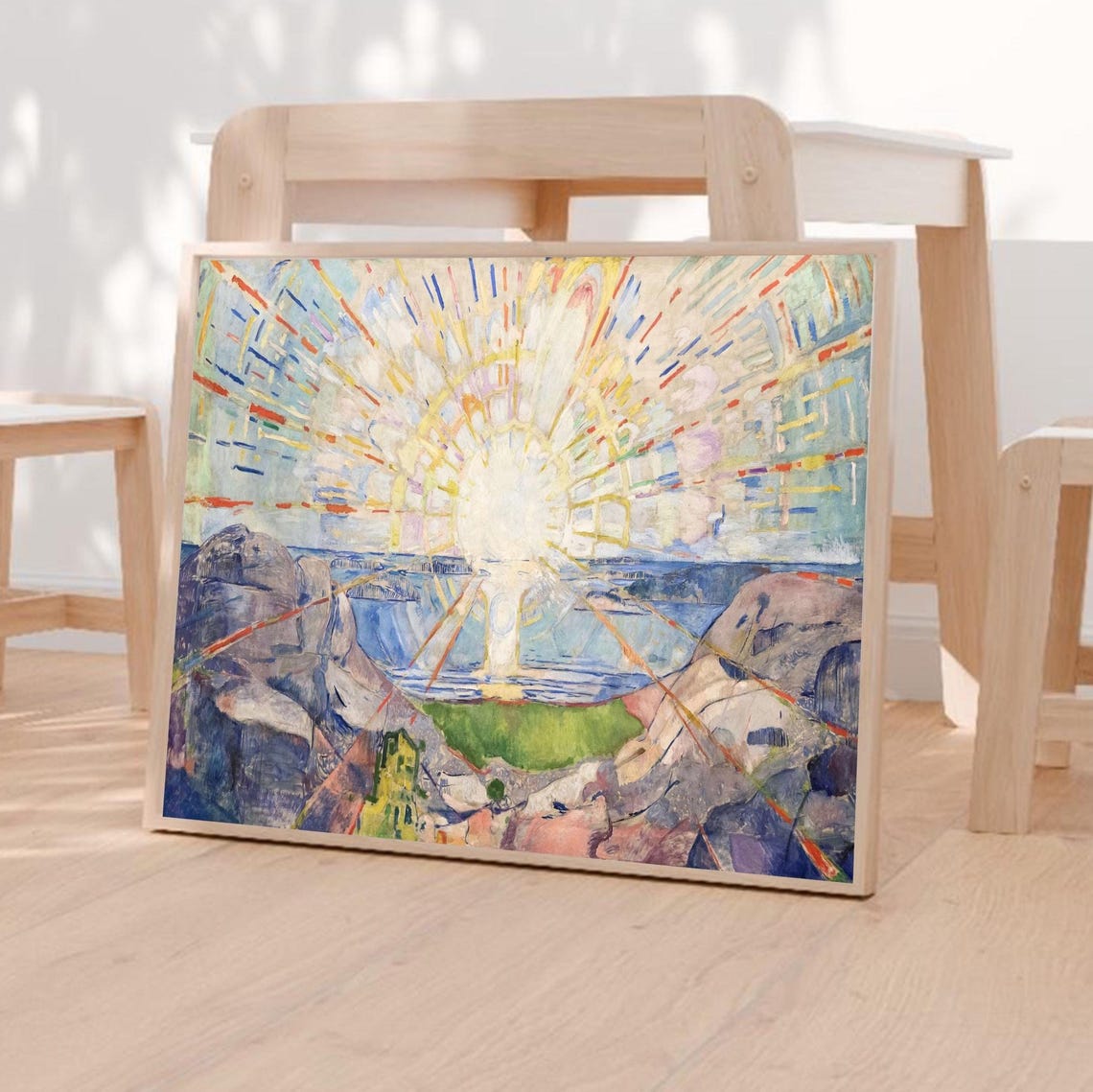 Edvard Munch Solenintro, Vintage Sunrise Landscape