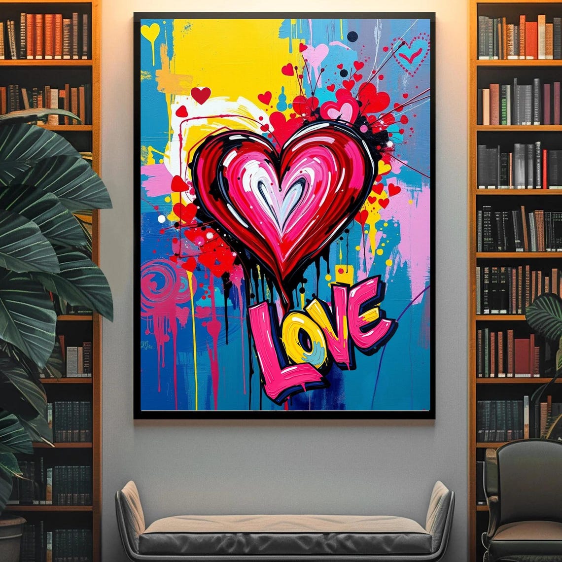 Bold Graffiti Heart With Colorful LOVE Lettering Pop Art Poster - Image 4