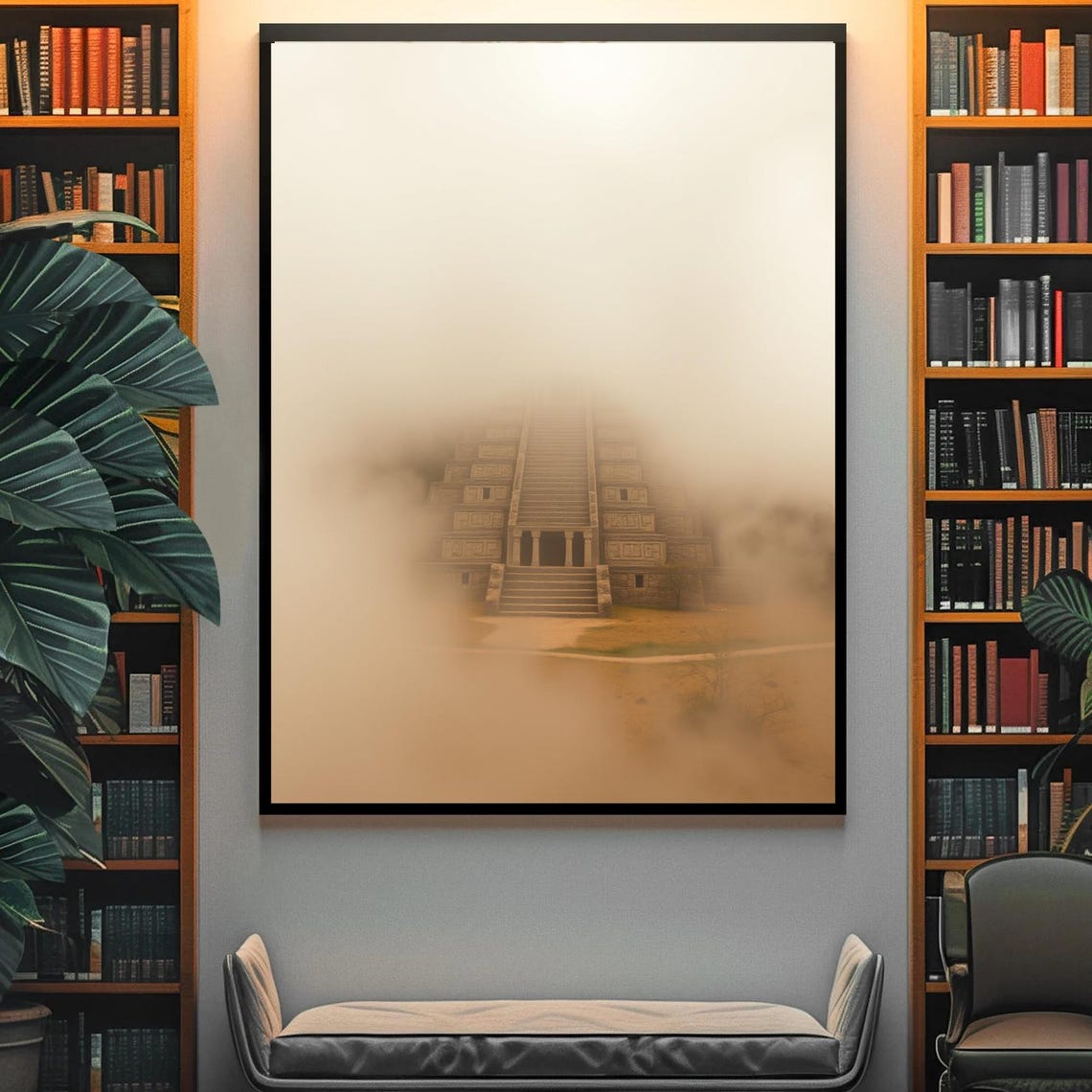 Ancient Stepped Pyramid In Golden Fog Mystical Ruins Minimal Poster - Image 4