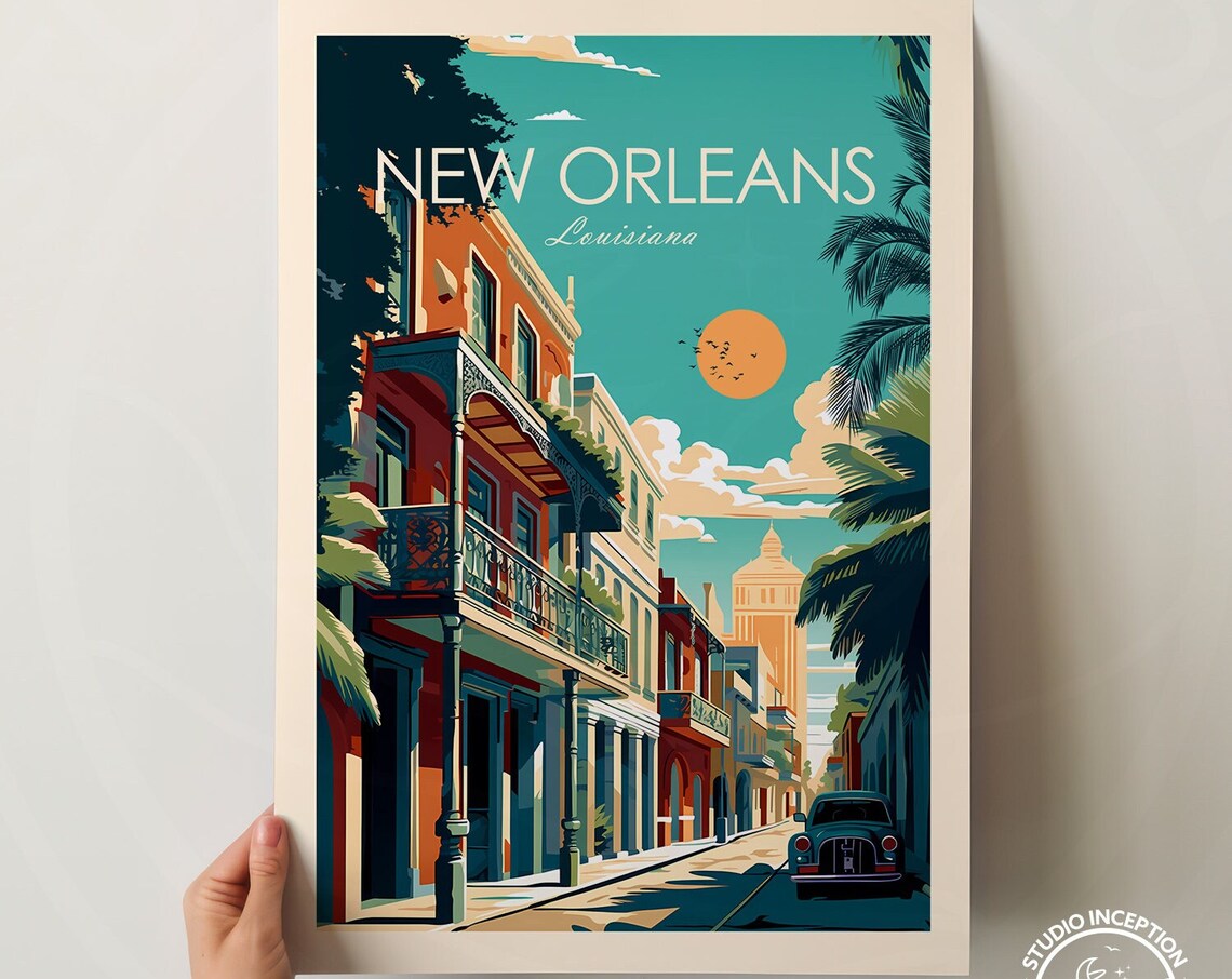 New Orleans Traditional Travel Poster, Louisiana Wall Art - Image 2