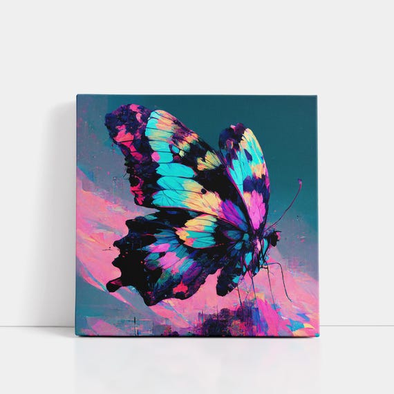 Electric Butterfly Wall Art Preppy Wall Art Maximalist Wall Art Dopamine Decor Art Dorm Room Decor Art Trendy Art