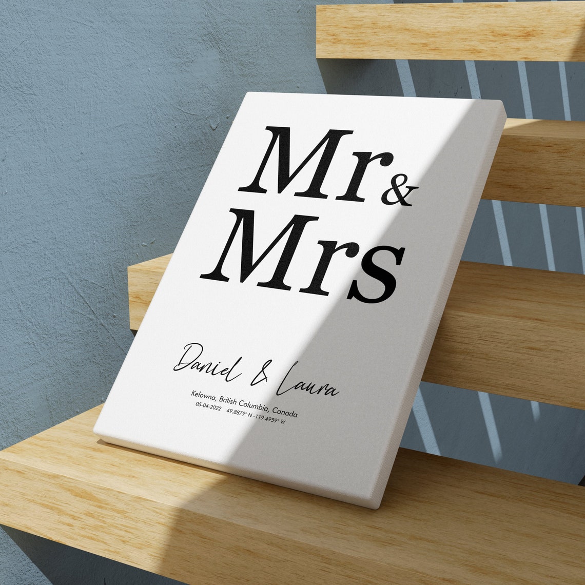 Mr And Mrs Personalized Wedding Sign Custom Names Date Wall Poster - Image 3
