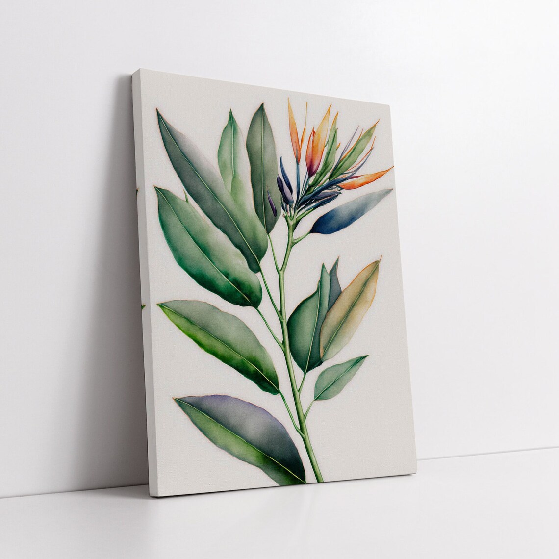 Bird of Paradise Flower Botanical Watercolor Cream Background Poster - Image 2