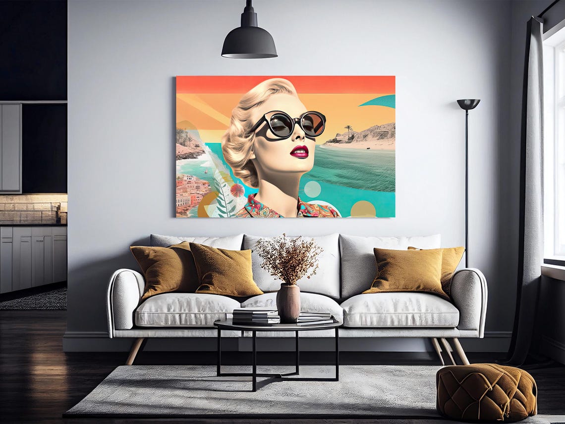 Eyes To The Sky Wall Art Apartment Art Girly Retro Fashion Art Print Dopamine Decor Art Retro Woman Art Girly Art - Image 3