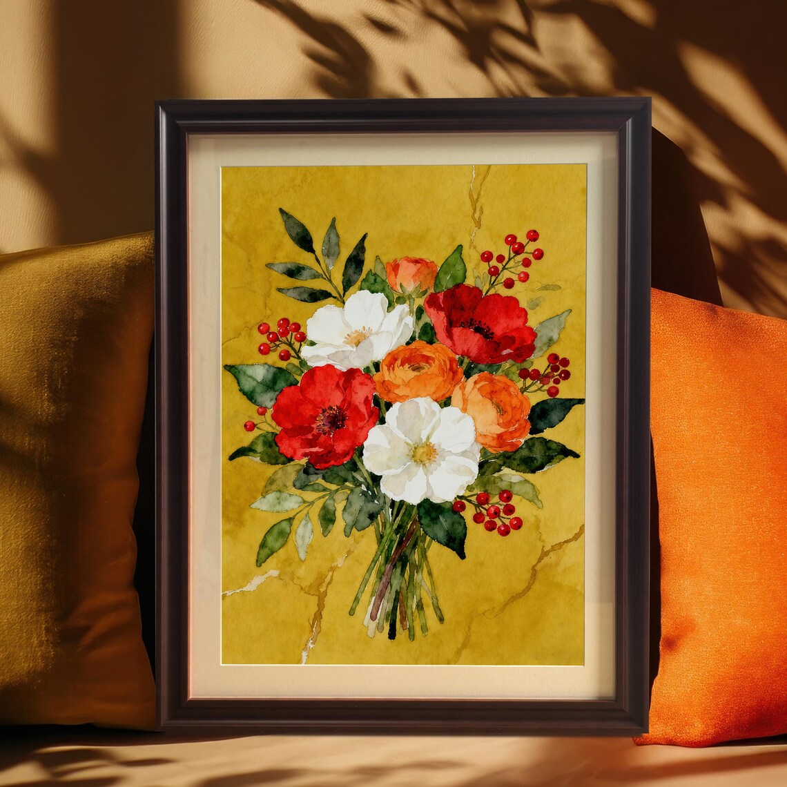 Vibrant Watercolor Floral Bouquet Art Print