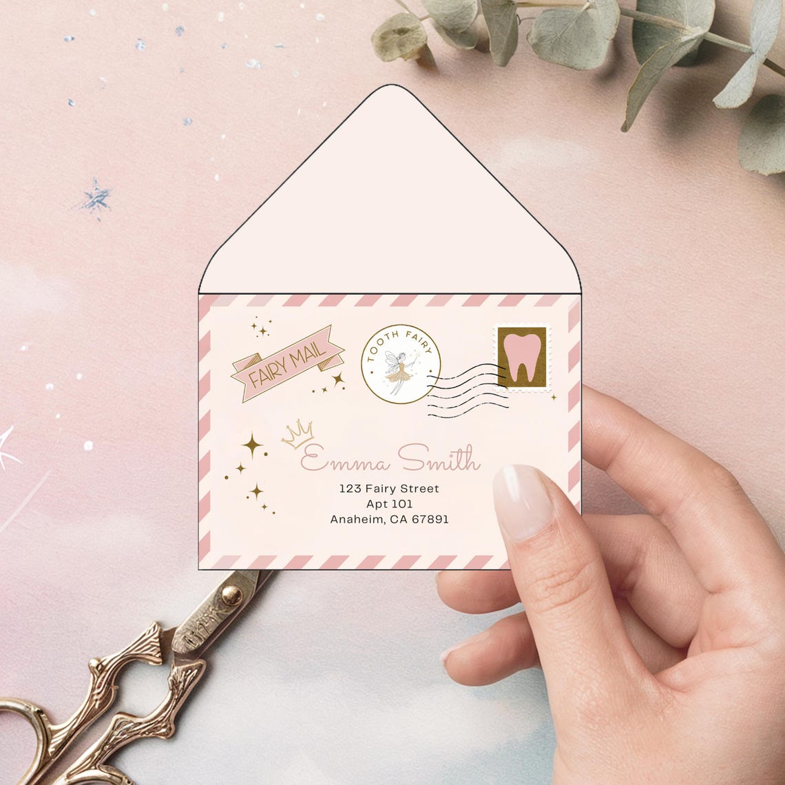 Tooth Fairy Letter Set Pink Fairy Mail Certificate Keepsake Print - Image 3