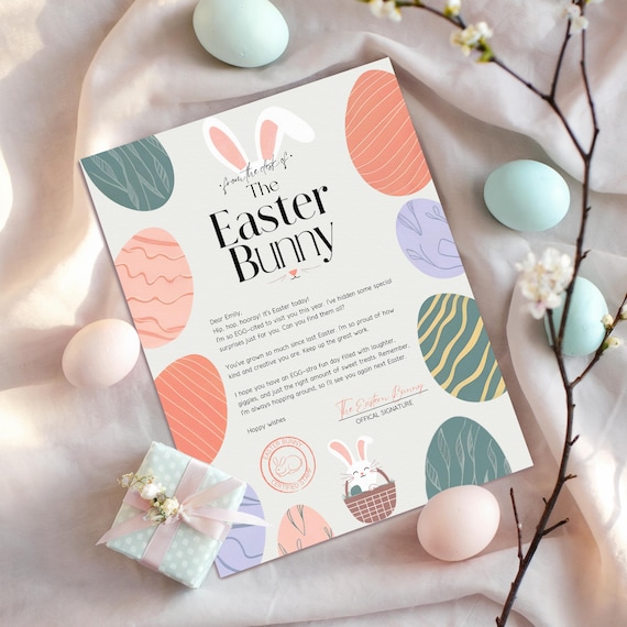 Easter Bunny Letter Kids Printable Eggs Hunt Magic Keepsake Print