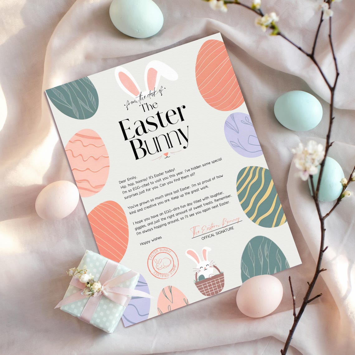 Easter Bunny Letter Kids Printable Eggs Hunt Magic Keepsake Print