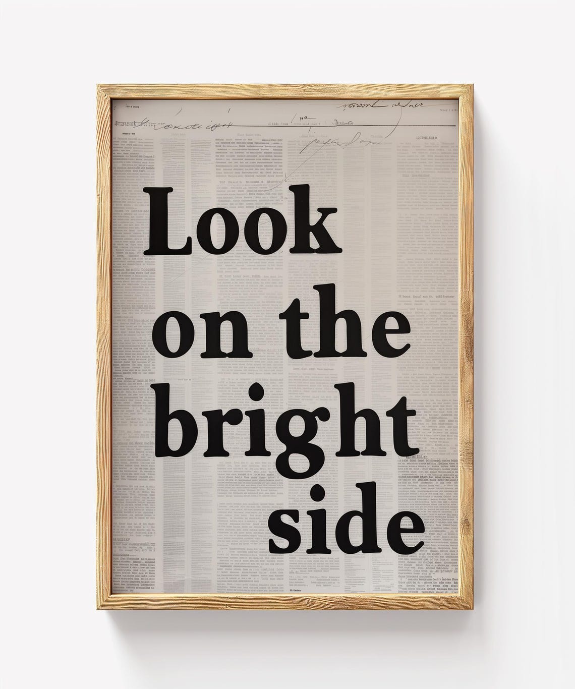 Look On The Bright Side Vintage Newsprint Rustic Quote Poster