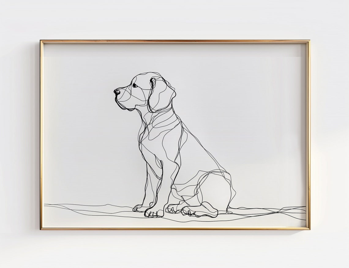 Abstract Beagle Line Art Print Minimalist Dog Poster