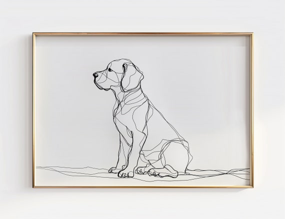 Abstract Beagle Line Art Print Minimalist Dog Poster